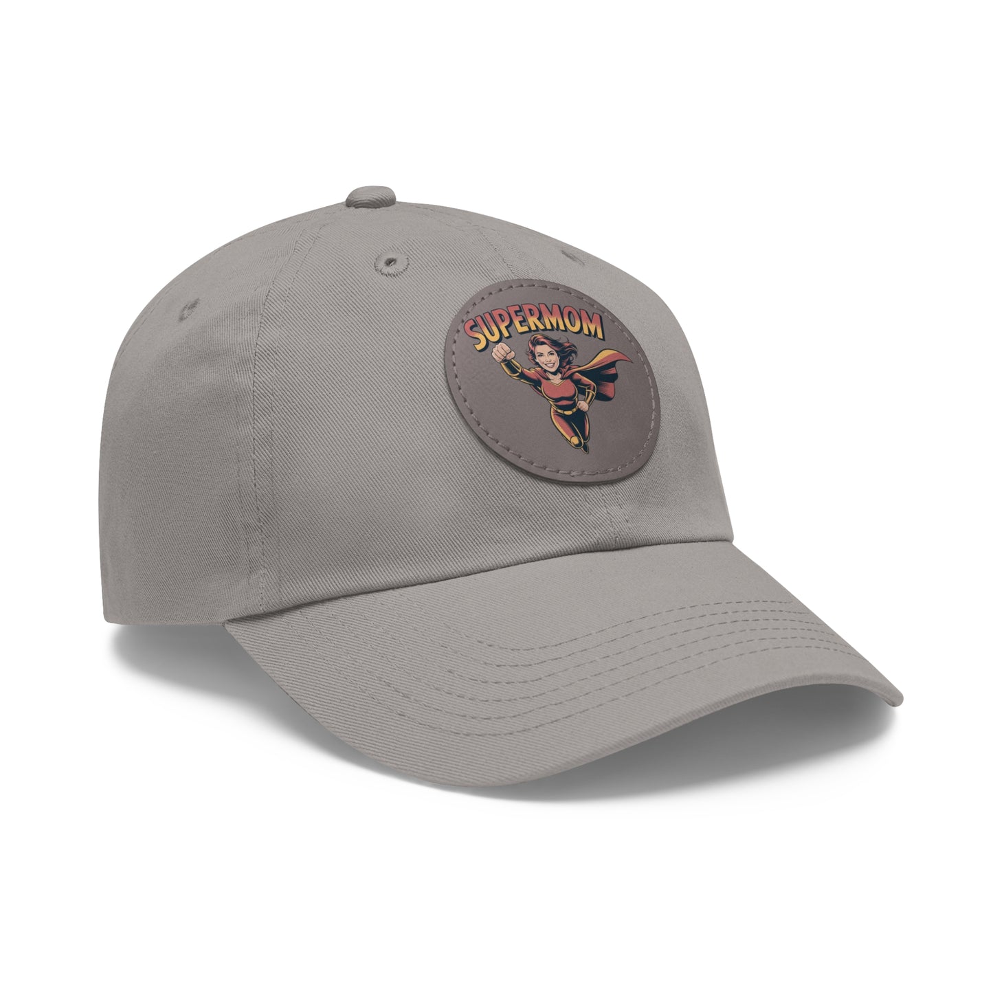 Supermom Dad Hat with Leather Patch, Gift for Moms, Cap for Superheroes, Mother's Day Gift, Casual Hat, Everyday Wear