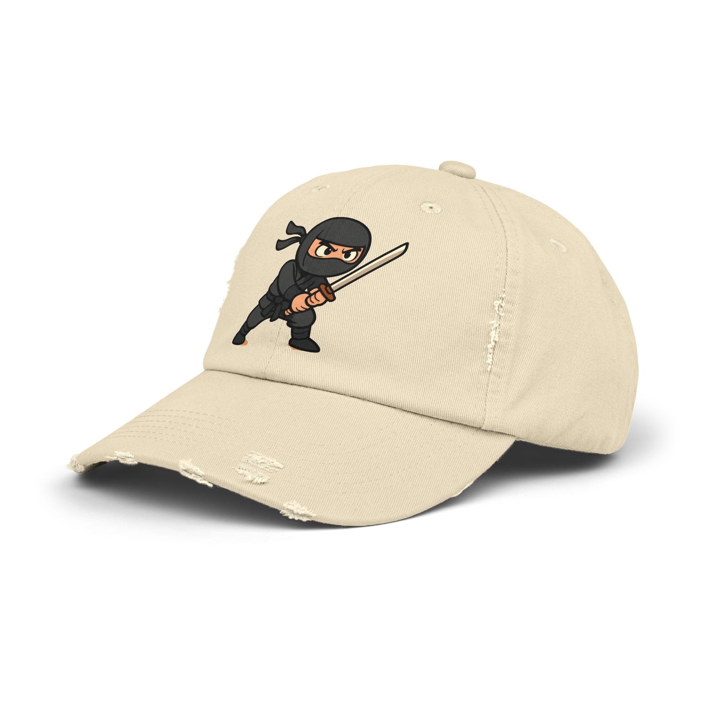 Ninja Unisex Distressed Cap, Fun Gift for Gamers, Trendy Accessory, Casual Wear, Outdoor Hat, Birthday Present