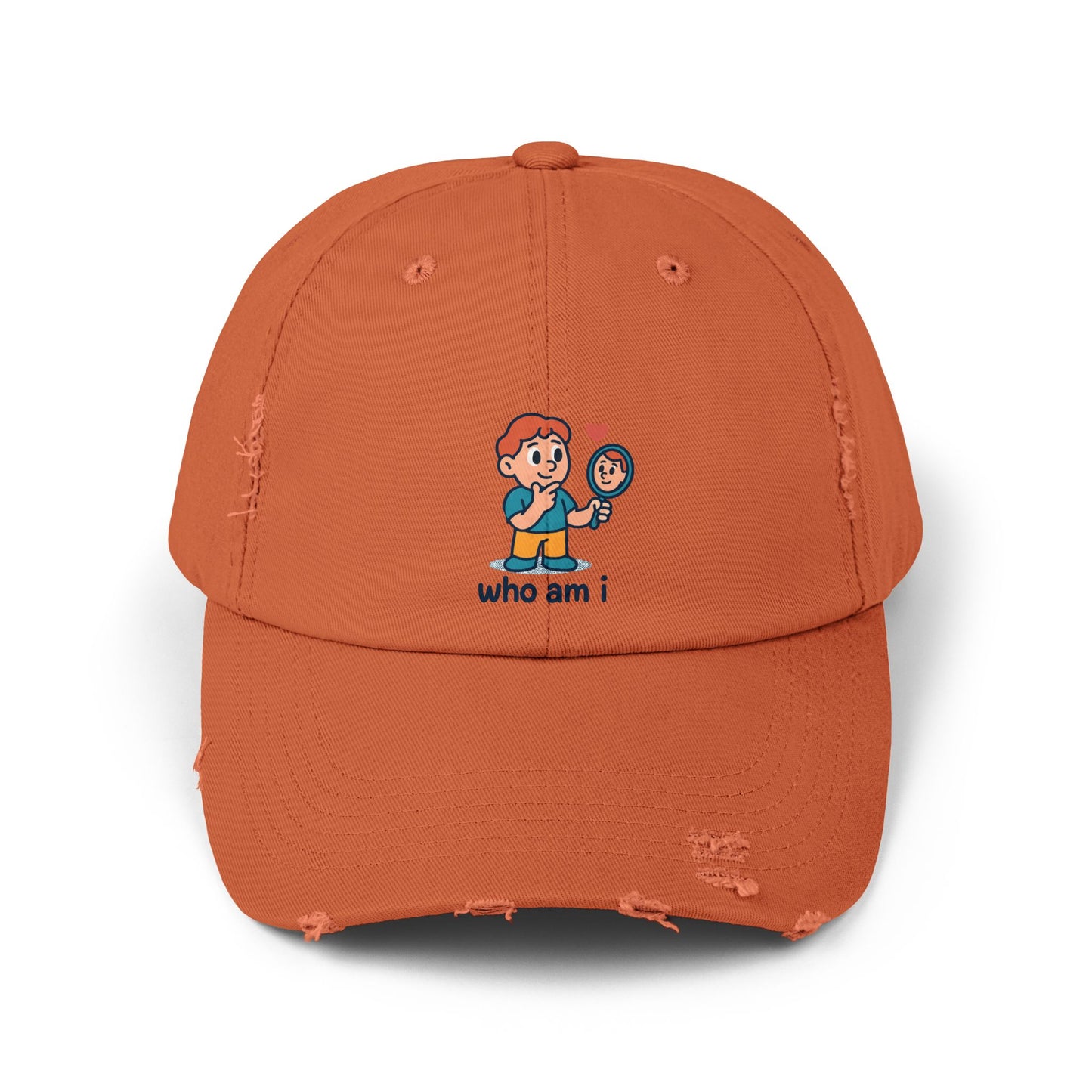 Unisex Distressed Cap with Cute Character Design, Casual Hat, Trendy Cap, Vintage Style Hat, Adjustable Cap, Perfect Gift for Friends