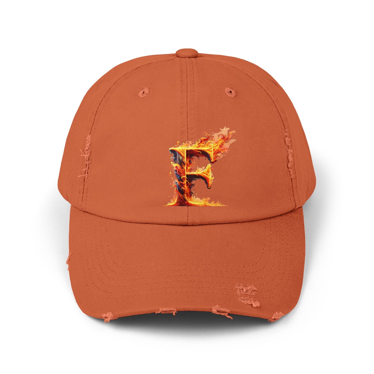 Fire Letter F Distressed Cap, Trendy Black Cap, Unisex Baseball Cap, Cool Casual Hat, Unique Gift for Him/Her, Everyday Accessory