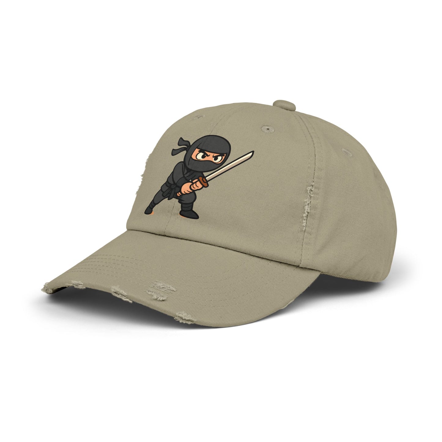 Ninja Unisex Distressed Cap, Fun Gift for Gamers, Trendy Accessory, Casual Wear, Outdoor Hat, Birthday Present
