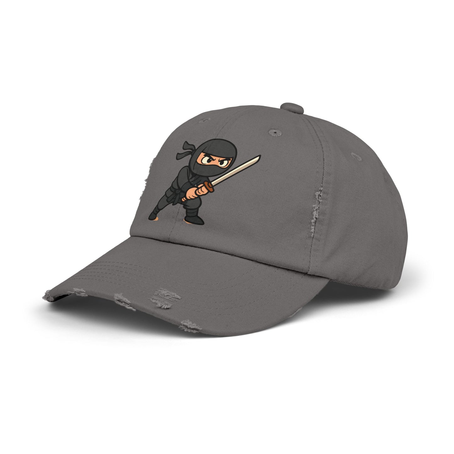 Ninja Unisex Distressed Cap, Fun Gift for Gamers, Trendy Accessory, Casual Wear, Outdoor Hat, Birthday Present