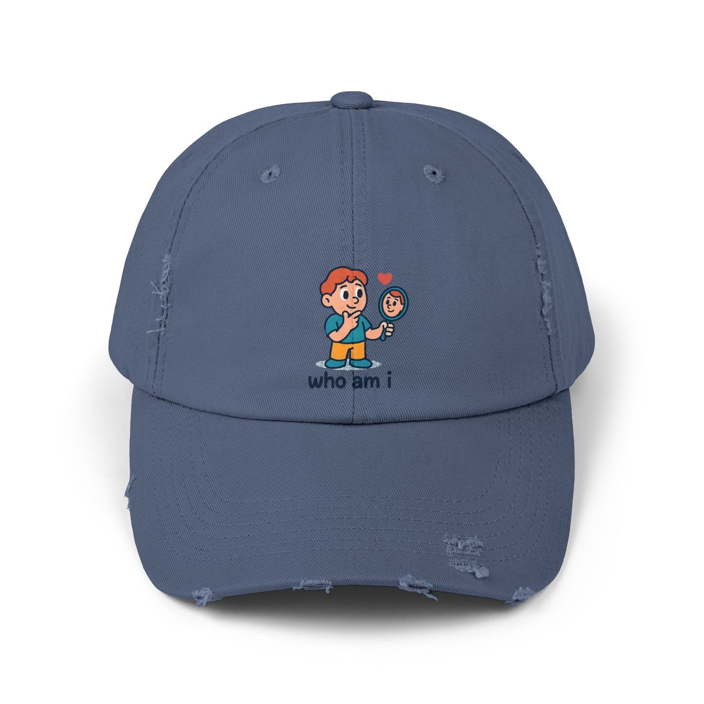 Unisex Distressed Cap with Cute Character Design, Casual Hat, Trendy Cap, Vintage Style Hat, Adjustable Cap, Perfect Gift for Friends