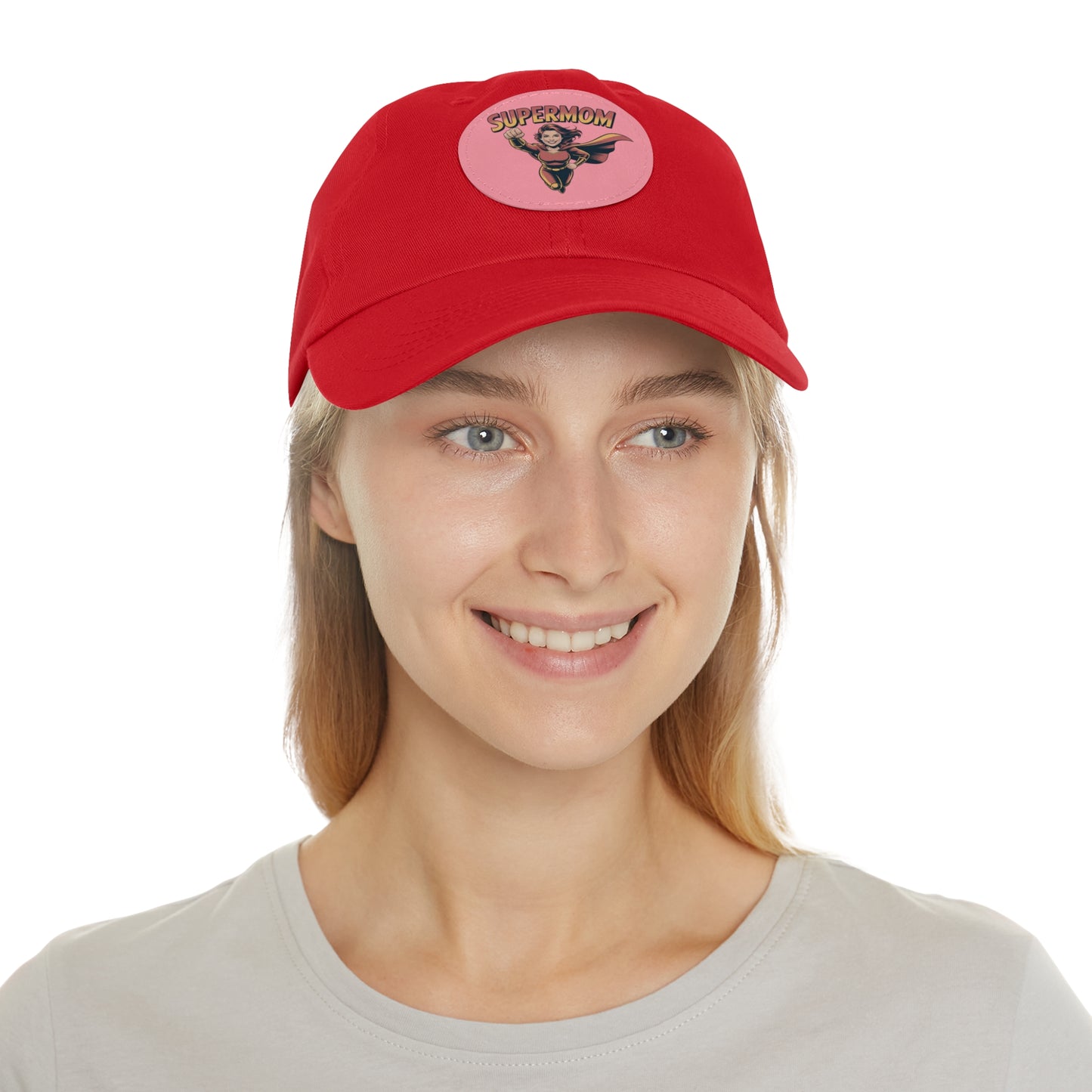 Supermom Dad Hat with Leather Patch, Gift for Moms, Cap for Superheroes, Mother's Day Gift, Casual Hat, Everyday Wear