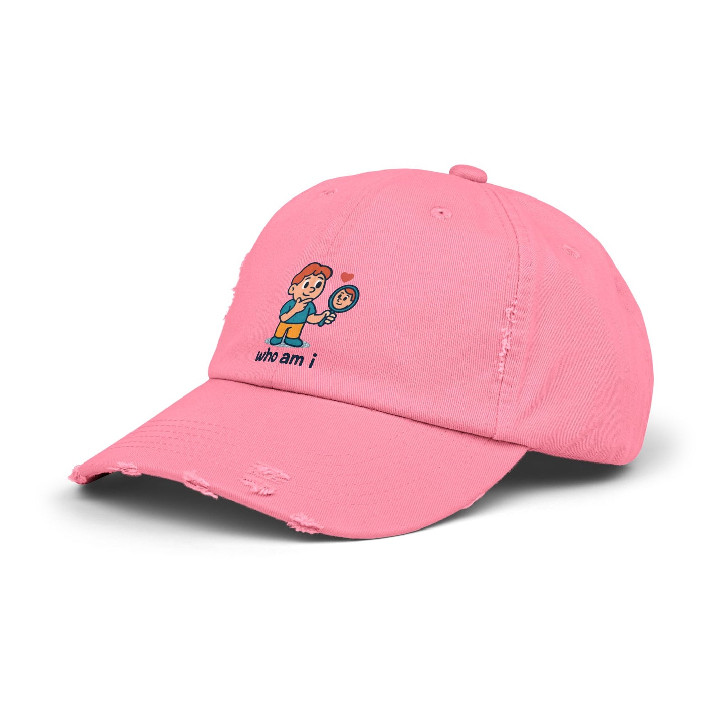 Unisex Distressed Cap with Cute Character Design, Casual Hat, Trendy Cap, Vintage Style Hat, Adjustable Cap, Perfect Gift for Friends
