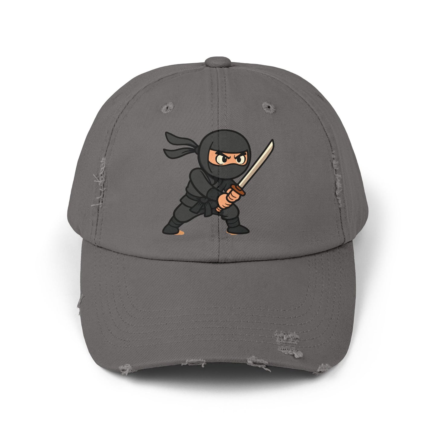 Ninja Unisex Distressed Cap, Fun Gift for Gamers, Trendy Accessory, Casual Wear, Outdoor Hat, Birthday Present