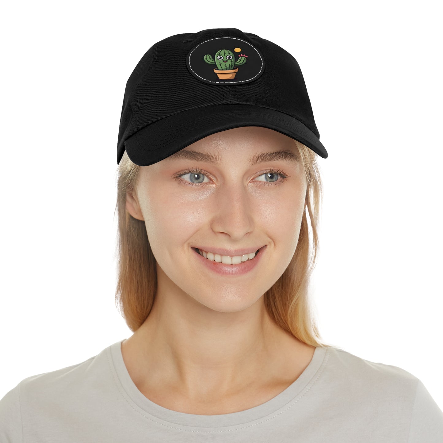 Cactus Dad Hat with Leather Patch, Cute Summer Cap, Gift for Plant Lovers, Adjustable Dad Hat, Trendy Accessories