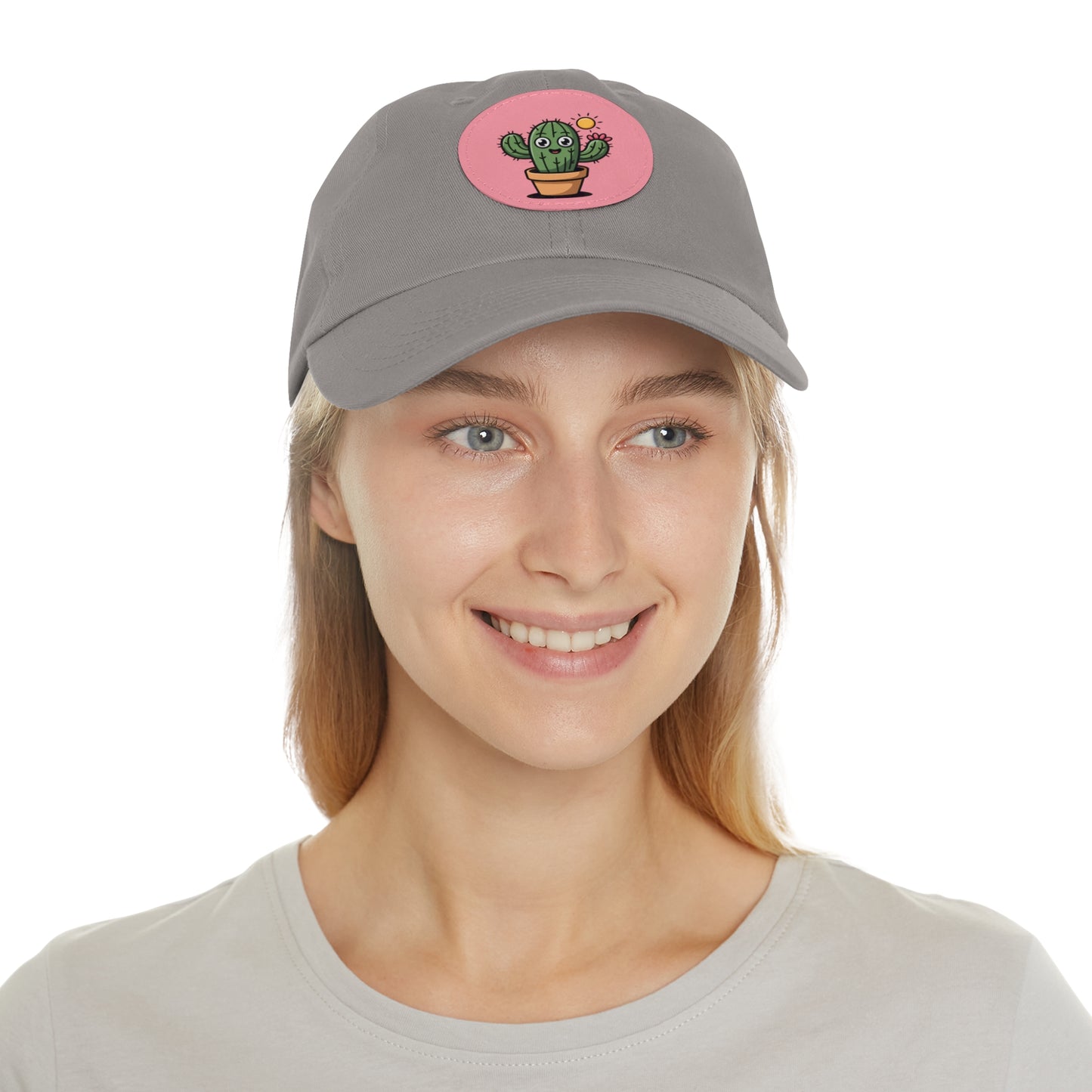 Cactus Dad Hat with Leather Patch, Cute Summer Cap, Gift for Plant Lovers, Adjustable Dad Hat, Trendy Accessories