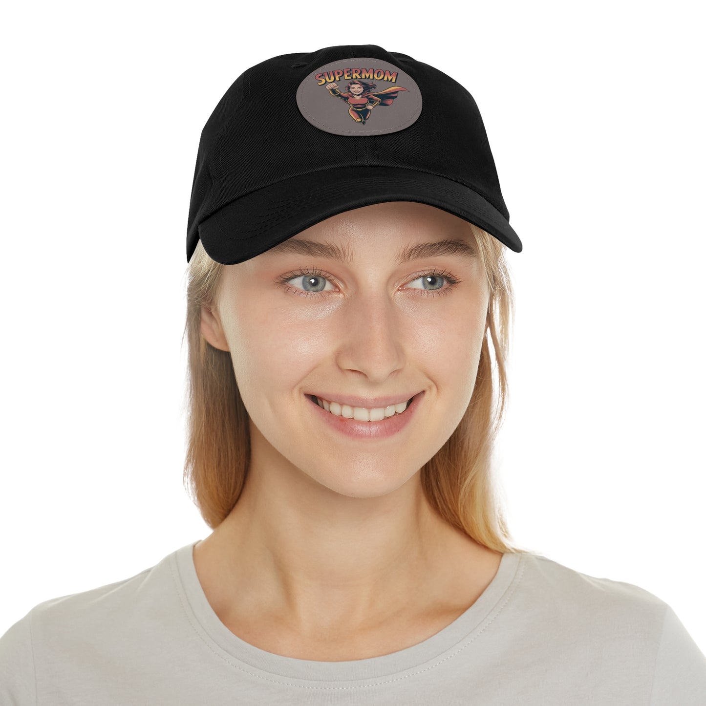 Supermom Dad Hat with Leather Patch, Gift for Moms, Cap for Superheroes, Mother's Day Gift, Casual Hat, Everyday Wear