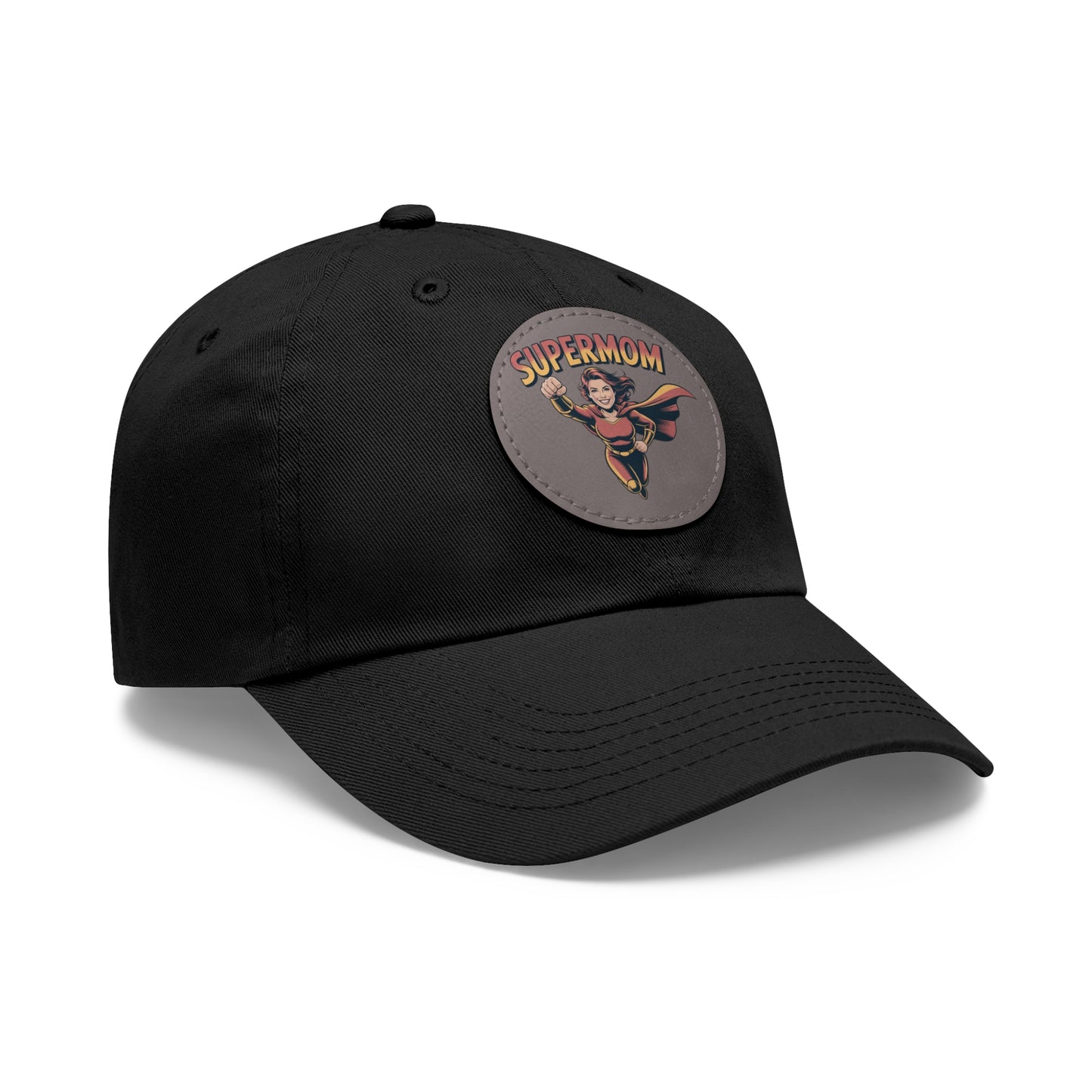 Supermom Dad Hat with Leather Patch, Gift for Moms, Cap for Superheroes, Mother's Day Gift, Casual Hat, Everyday Wear