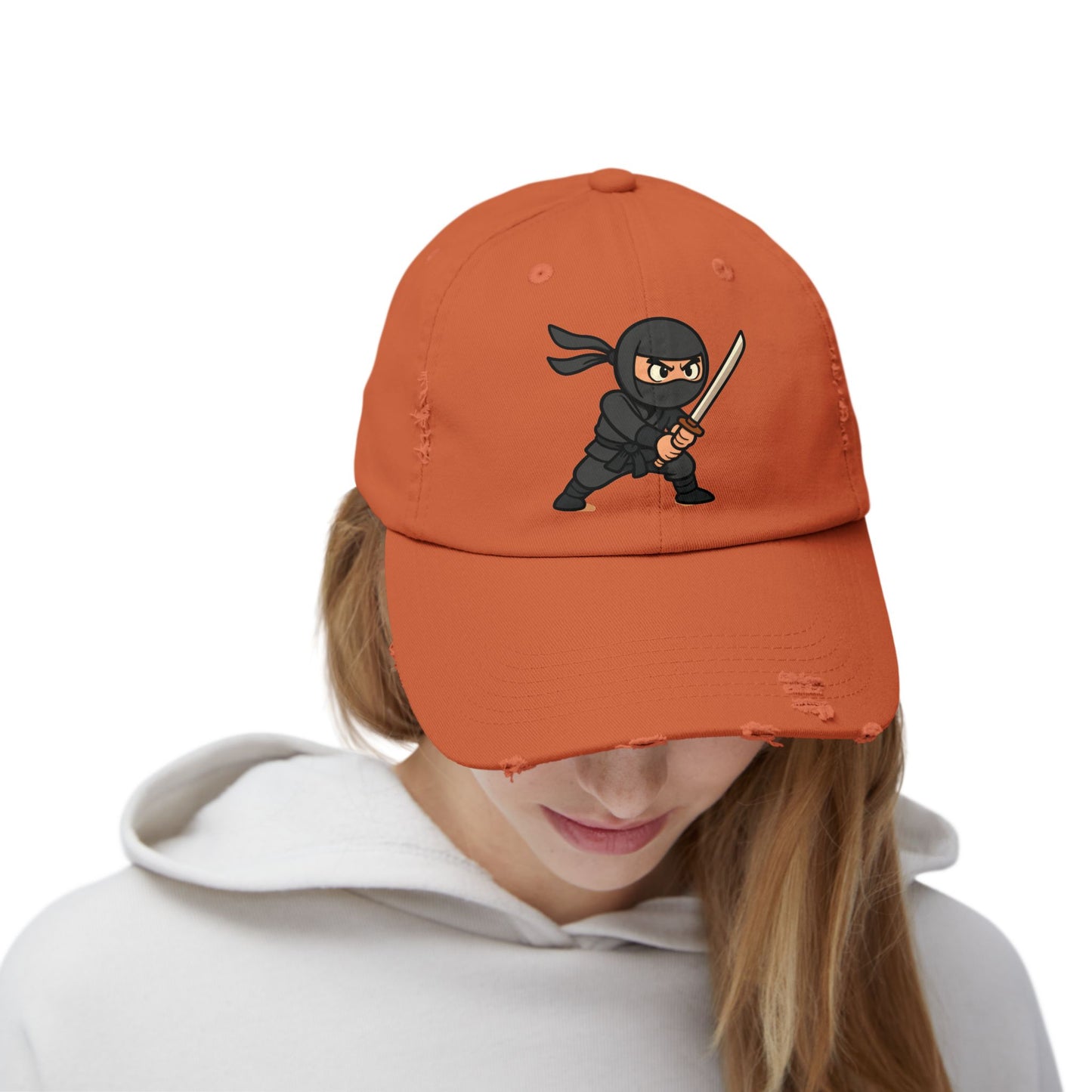 Ninja Unisex Distressed Cap, Fun Gift for Gamers, Trendy Accessory, Casual Wear, Outdoor Hat, Birthday Present