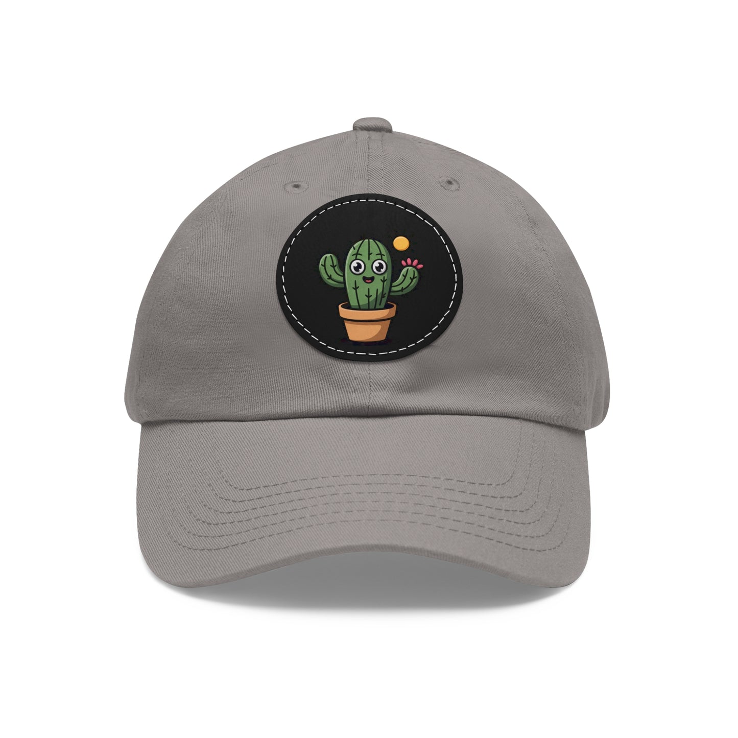 Cactus Dad Hat with Leather Patch, Cute Summer Cap, Gift for Plant Lovers, Adjustable Dad Hat, Trendy Accessories