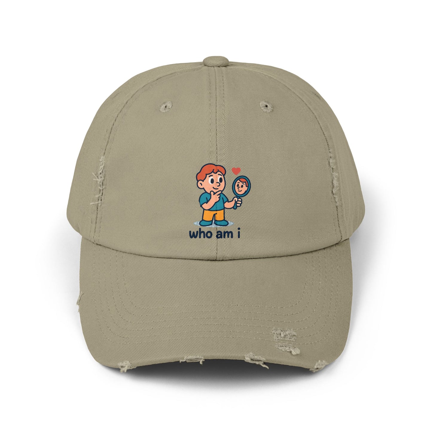 Unisex Distressed Cap with Cute Character Design, Casual Hat, Trendy Cap, Vintage Style Hat, Adjustable Cap, Perfect Gift for Friends
