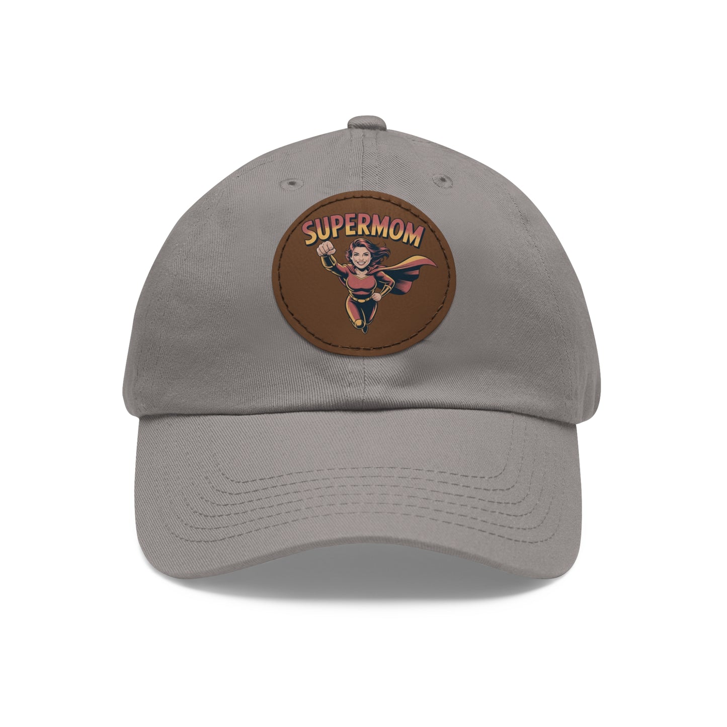 Supermom Dad Hat with Leather Patch, Gift for Moms, Cap for Superheroes, Mother's Day Gift, Casual Hat, Everyday Wear