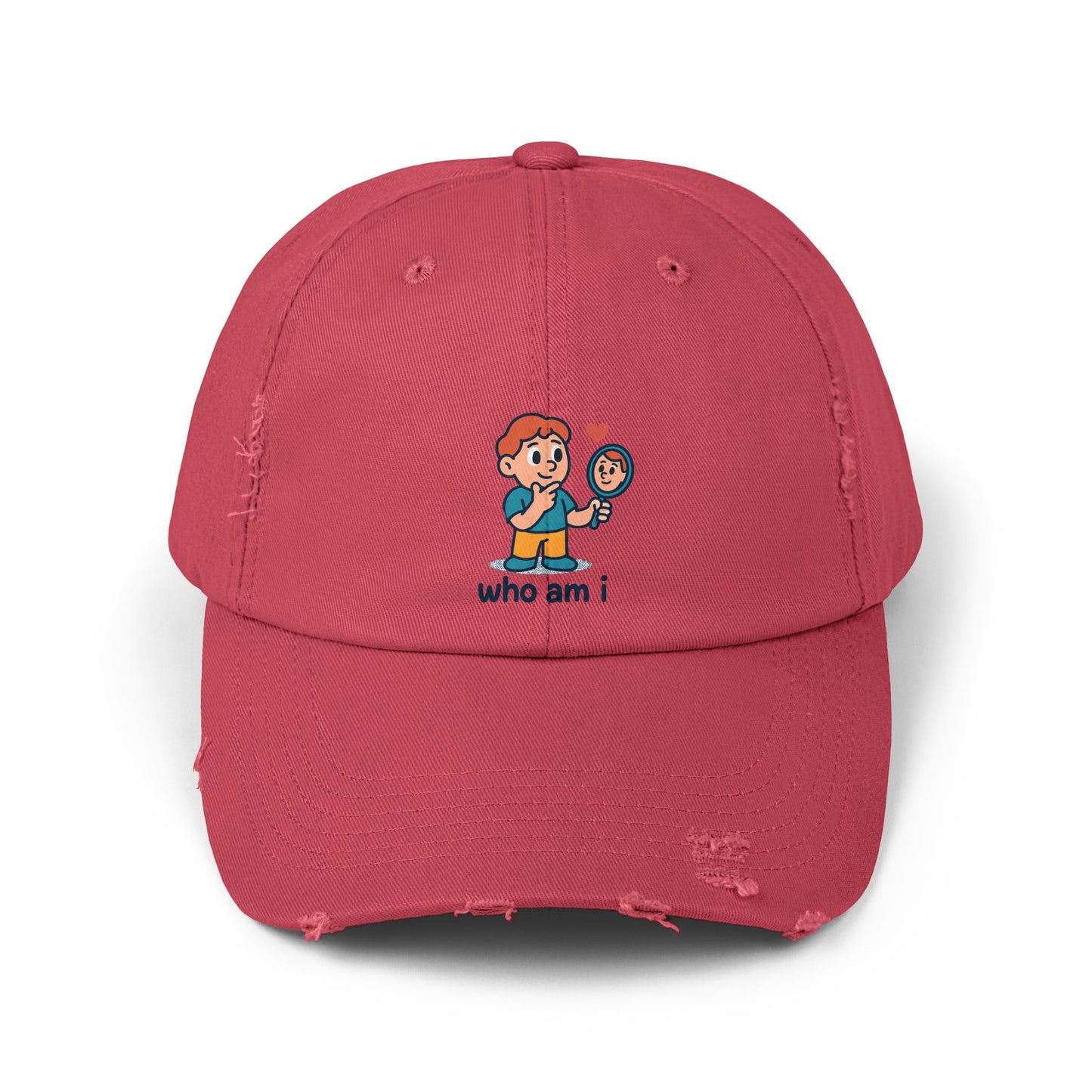 Unisex Distressed Cap with Cute Character Design, Casual Hat, Trendy Cap, Vintage Style Hat, Adjustable Cap, Perfect Gift for Friends