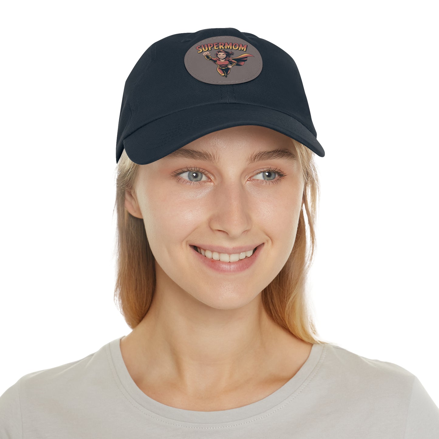 Supermom Dad Hat with Leather Patch, Gift for Moms, Cap for Superheroes, Mother's Day Gift, Casual Hat, Everyday Wear