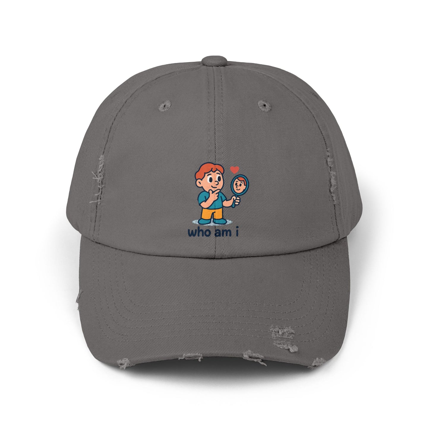Unisex Distressed Cap with Cute Character Design, Casual Hat, Trendy Cap, Vintage Style Hat, Adjustable Cap, Perfect Gift for Friends