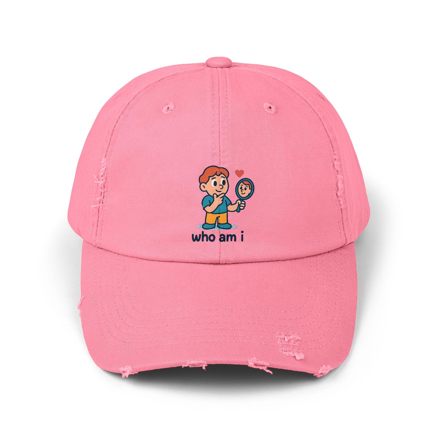 Unisex Distressed Cap with Cute Character Design, Casual Hat, Trendy Cap, Vintage Style Hat, Adjustable Cap, Perfect Gift for Friends