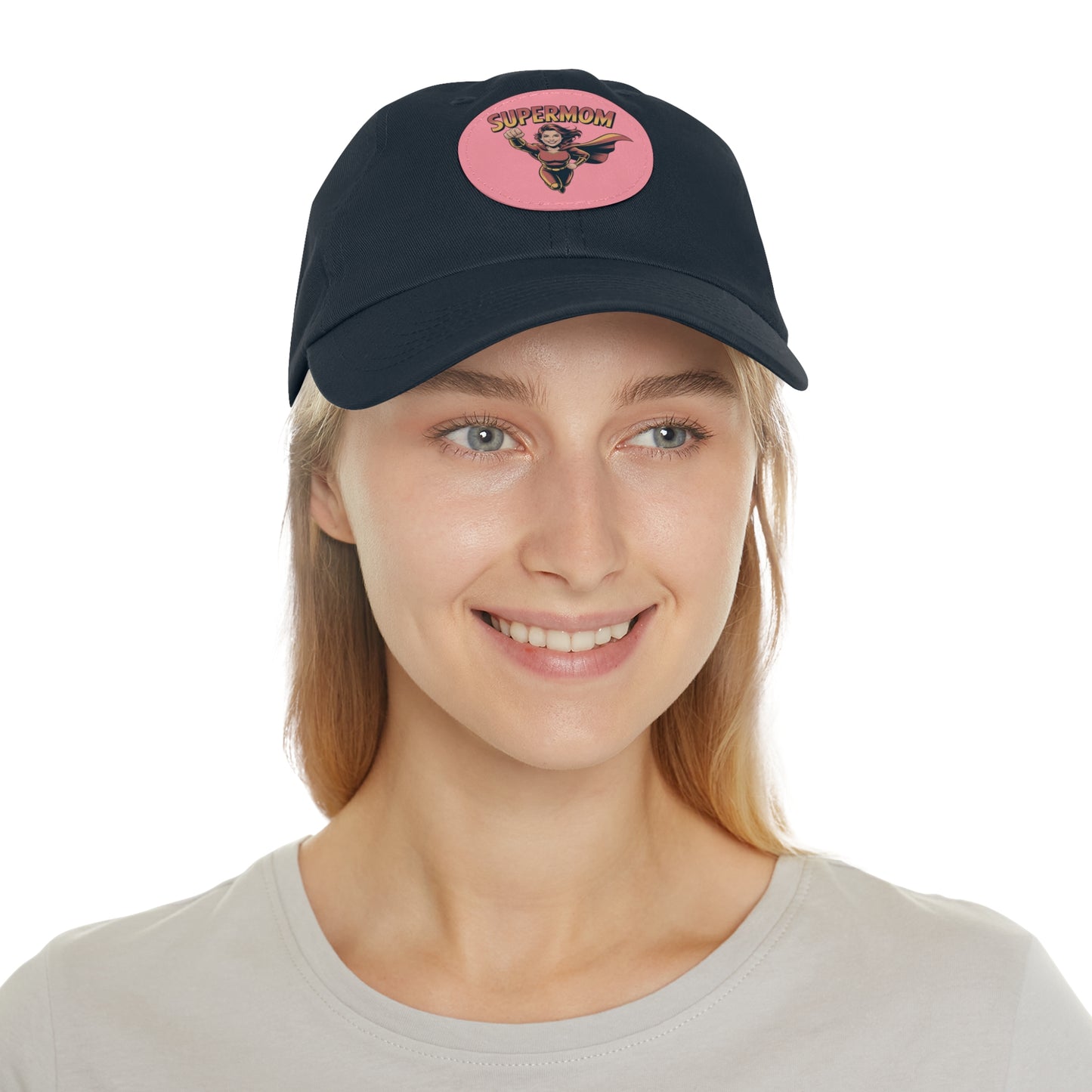 Supermom Dad Hat with Leather Patch, Gift for Moms, Cap for Superheroes, Mother's Day Gift, Casual Hat, Everyday Wear