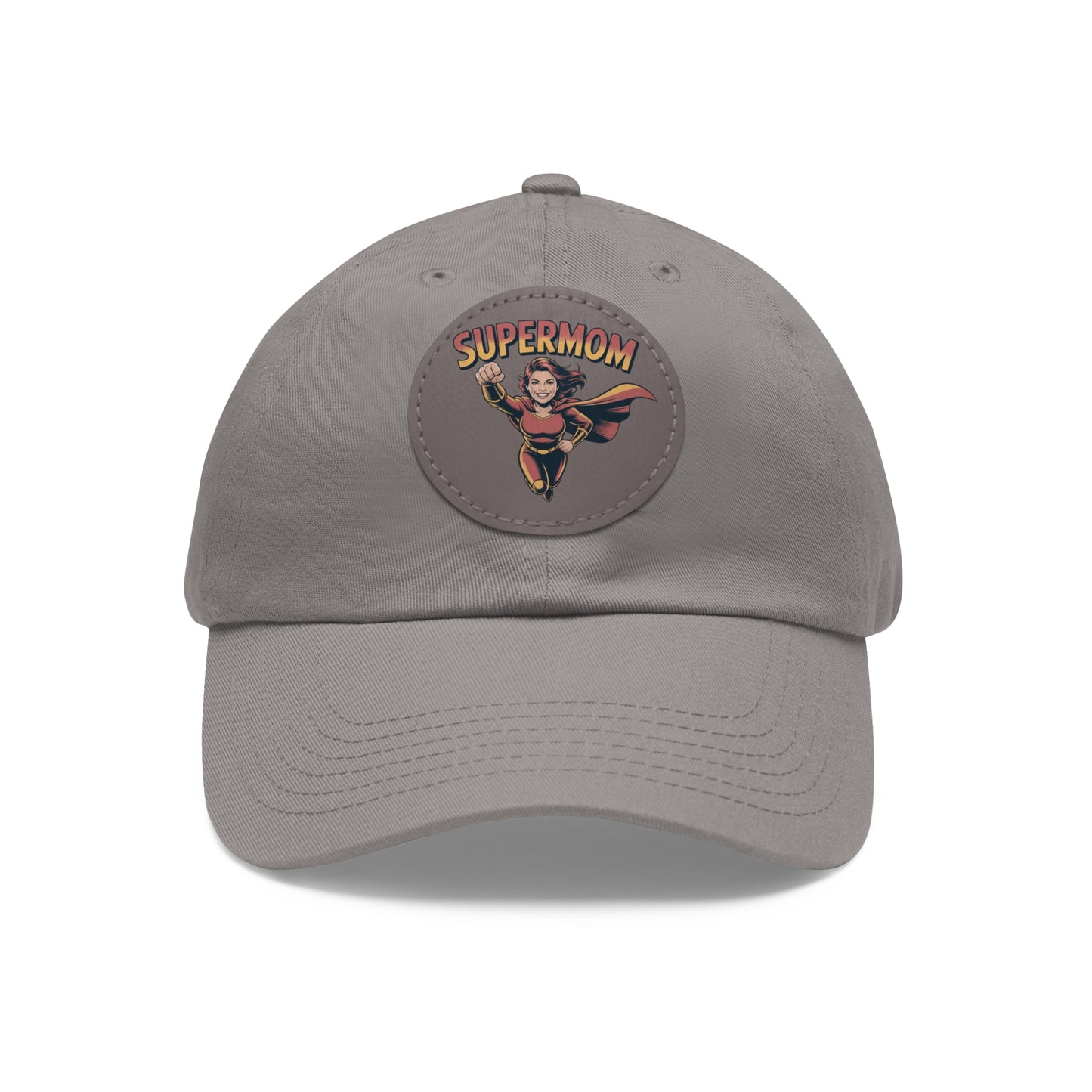 Supermom Dad Hat with Leather Patch, Gift for Moms, Cap for Superheroes, Mother's Day Gift, Casual Hat, Everyday Wear