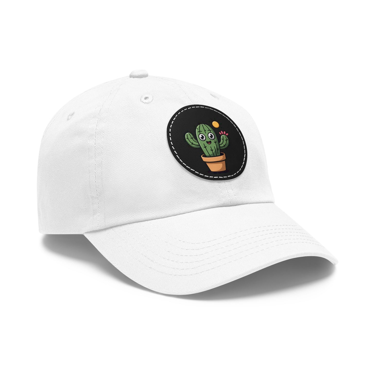 Cactus Dad Hat with Leather Patch, Cute Summer Cap, Gift for Plant Lovers, Adjustable Dad Hat, Trendy Accessories