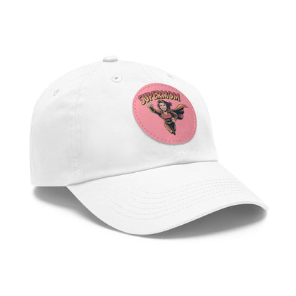 Supermom Dad Hat with Leather Patch, Gift for Moms, Cap for Superheroes, Mother's Day Gift, Casual Hat, Everyday Wear