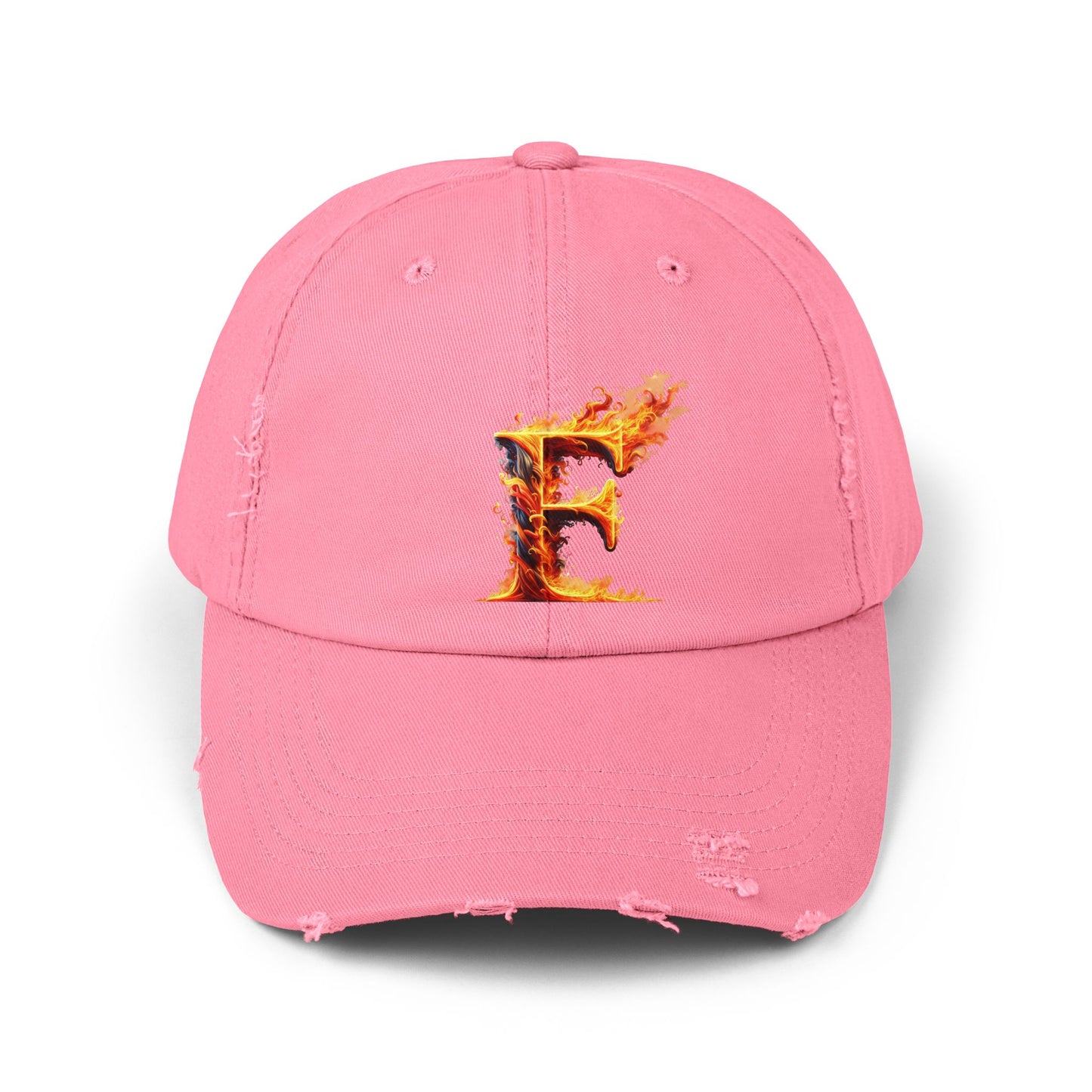 Fire Letter F Distressed Cap, Trendy Black Cap, Unisex Baseball Cap, Cool Casual Hat, Unique Gift for Him/Her, Everyday Accessory