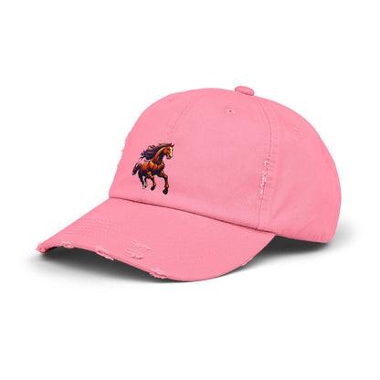 Vibrant Horse Distressed Cap | Unisex, Casual Style, Perfect Gift for Animal Lovers, Summer Outings, Outdoor Adventures, Birthdays
