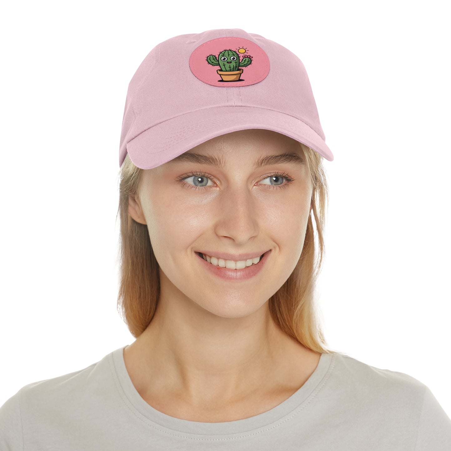 Cactus Dad Hat with Leather Patch, Cute Summer Cap, Gift for Plant Lovers, Adjustable Dad Hat, Trendy Accessories