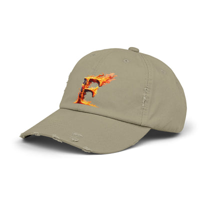 Fire Letter F Distressed Cap, Trendy Black Cap, Unisex Baseball Cap, Cool Casual Hat, Unique Gift for Him/Her, Everyday Accessory