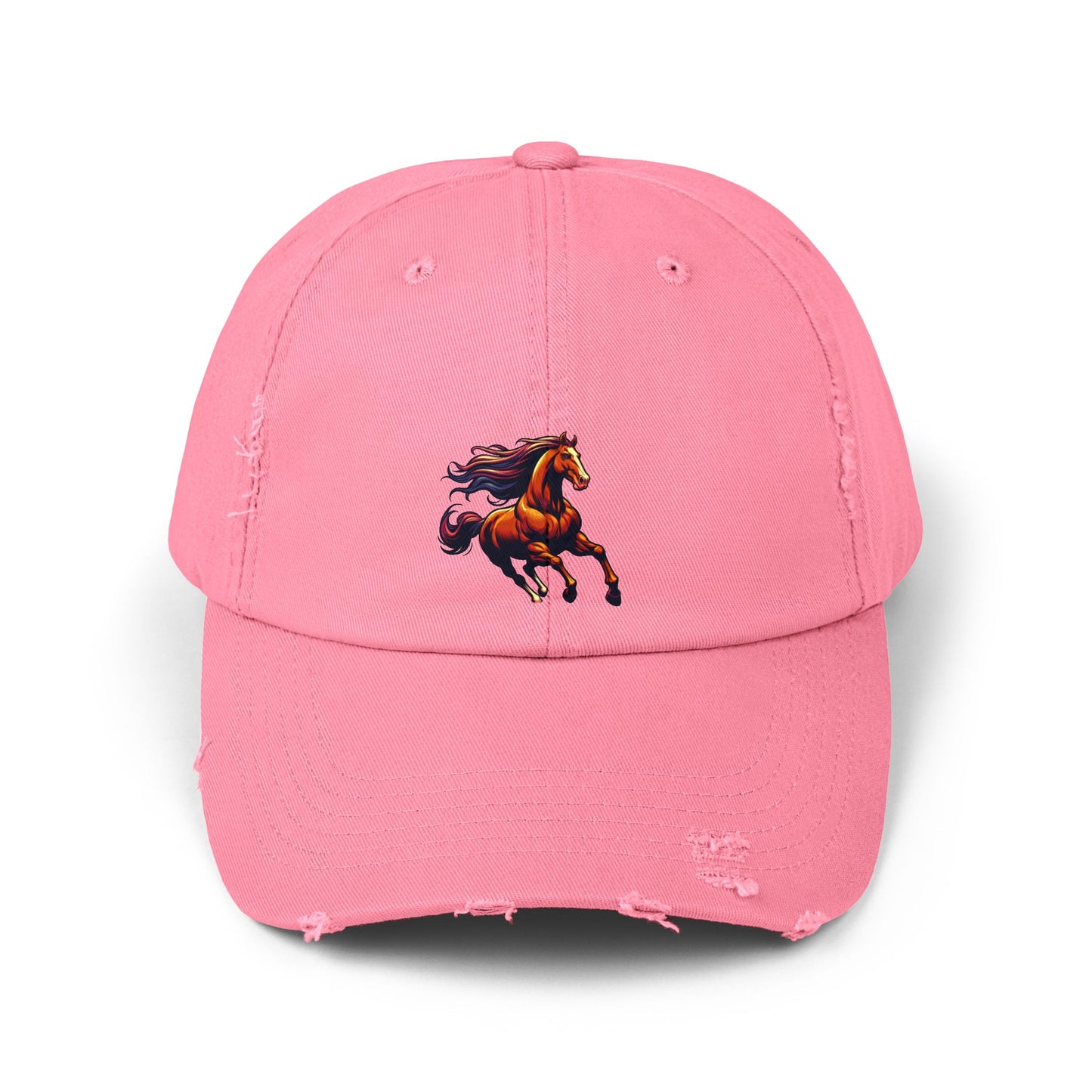 Vibrant Horse Distressed Cap | Unisex, Casual Style, Perfect Gift for Animal Lovers, Summer Outings, Outdoor Adventures, Birthdays