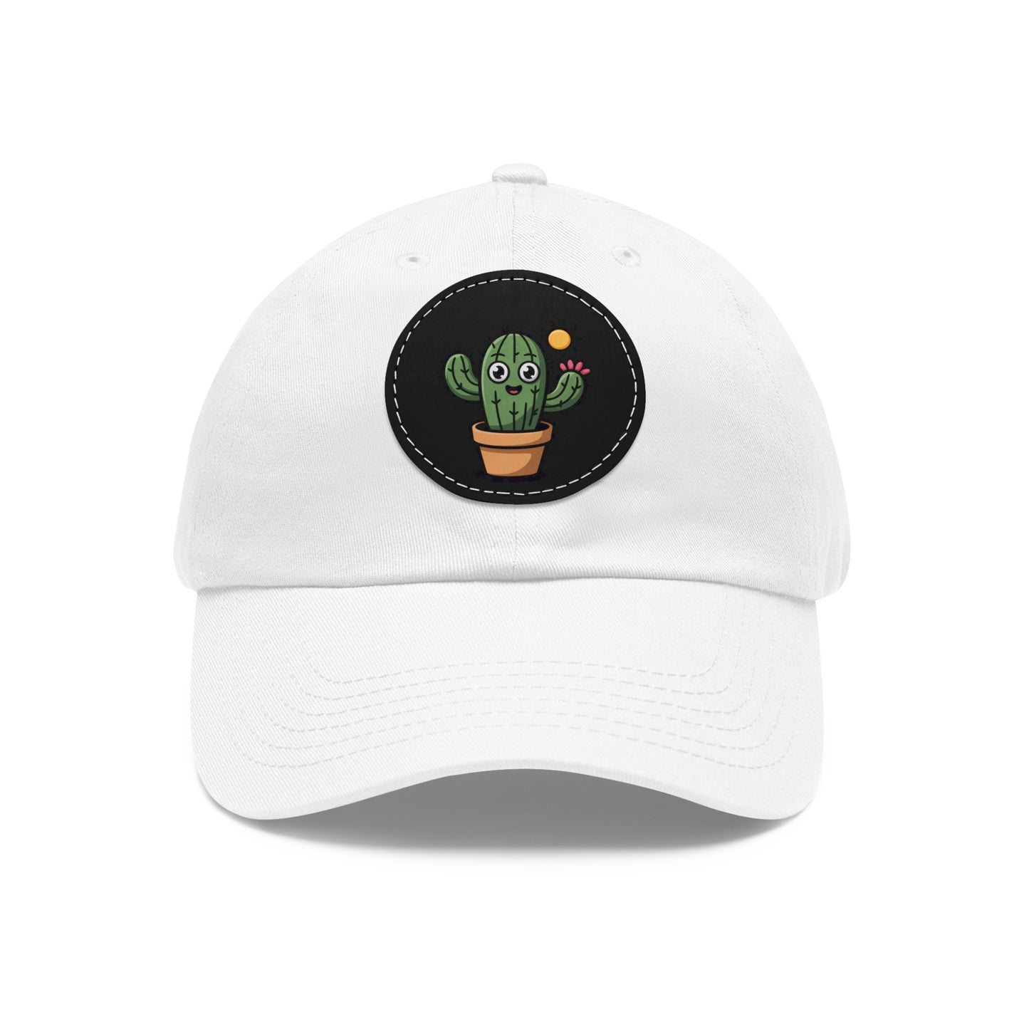 Cactus Dad Hat with Leather Patch, Cute Summer Cap, Gift for Plant Lovers, Adjustable Dad Hat, Trendy Accessories