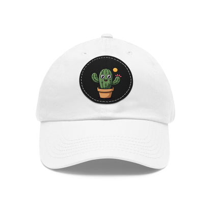 Cactus Dad Hat with Leather Patch, Cute Summer Cap, Gift for Plant Lovers, Adjustable Dad Hat, Trendy Accessories