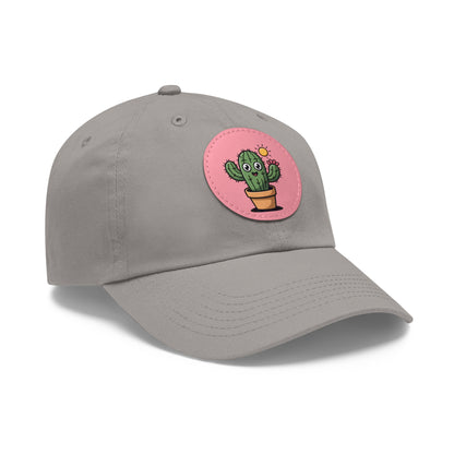 Cactus Dad Hat with Leather Patch, Cute Summer Cap, Gift for Plant Lovers, Adjustable Dad Hat, Trendy Accessories