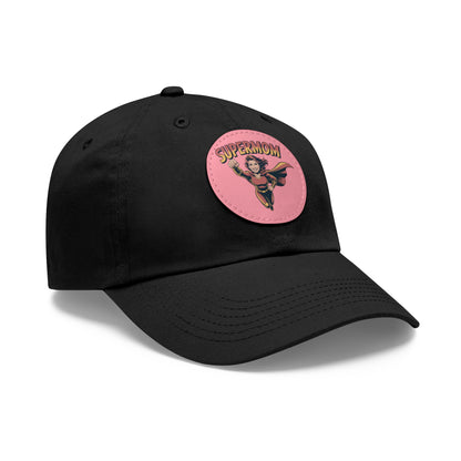 Supermom Dad Hat with Leather Patch, Gift for Moms, Cap for Superheroes, Mother's Day Gift, Casual Hat, Everyday Wear