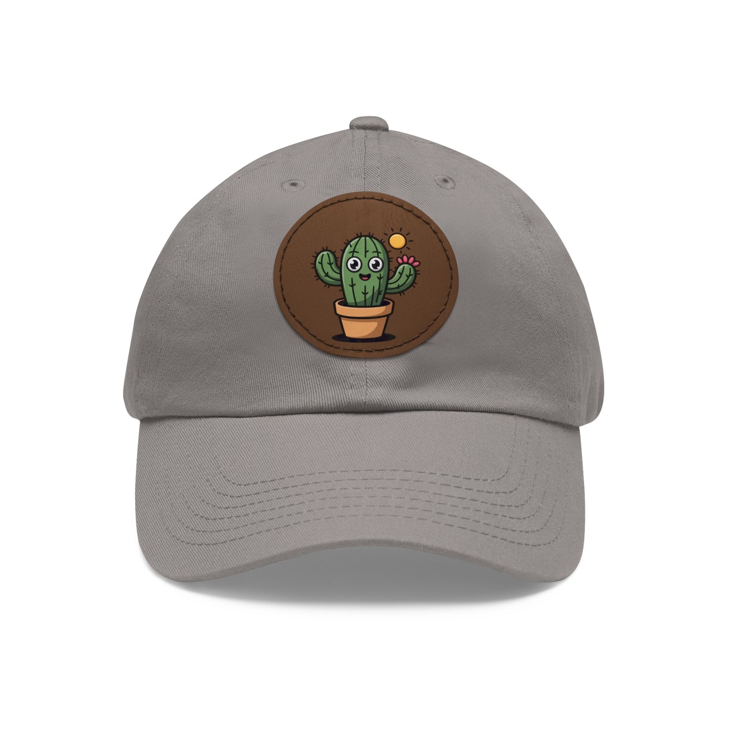 Cactus Dad Hat with Leather Patch, Cute Summer Cap, Gift for Plant Lovers, Adjustable Dad Hat, Trendy Accessories