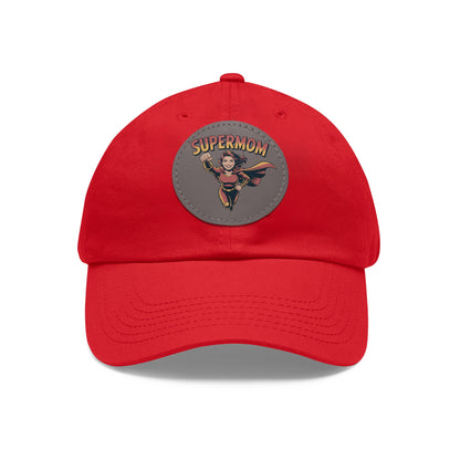 Supermom Dad Hat with Leather Patch, Gift for Moms, Cap for Superheroes, Mother's Day Gift, Casual Hat, Everyday Wear