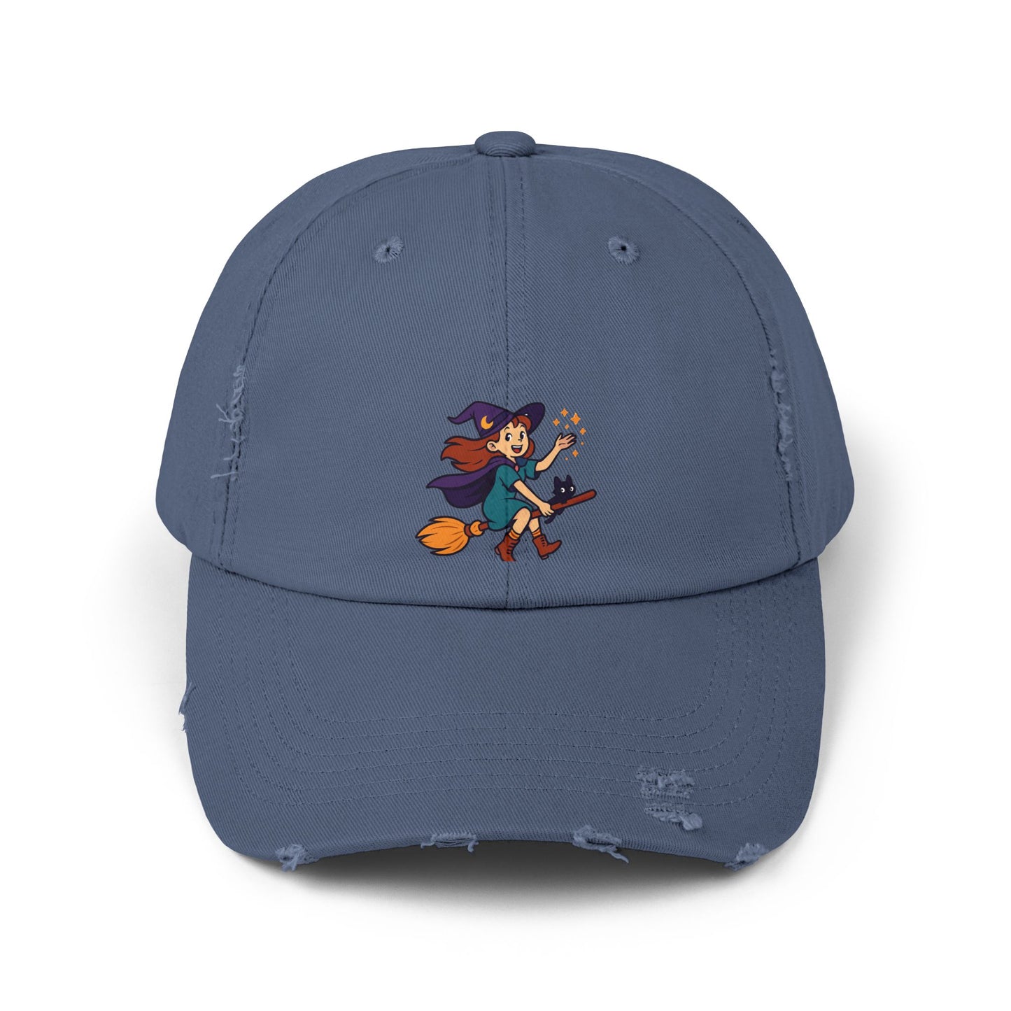 Adorable Witch Distressed Cap - Fun Halloween Gear, Casual Everyday Wear, Witchcraft Gift, Festival Accessory, Seasonal Style