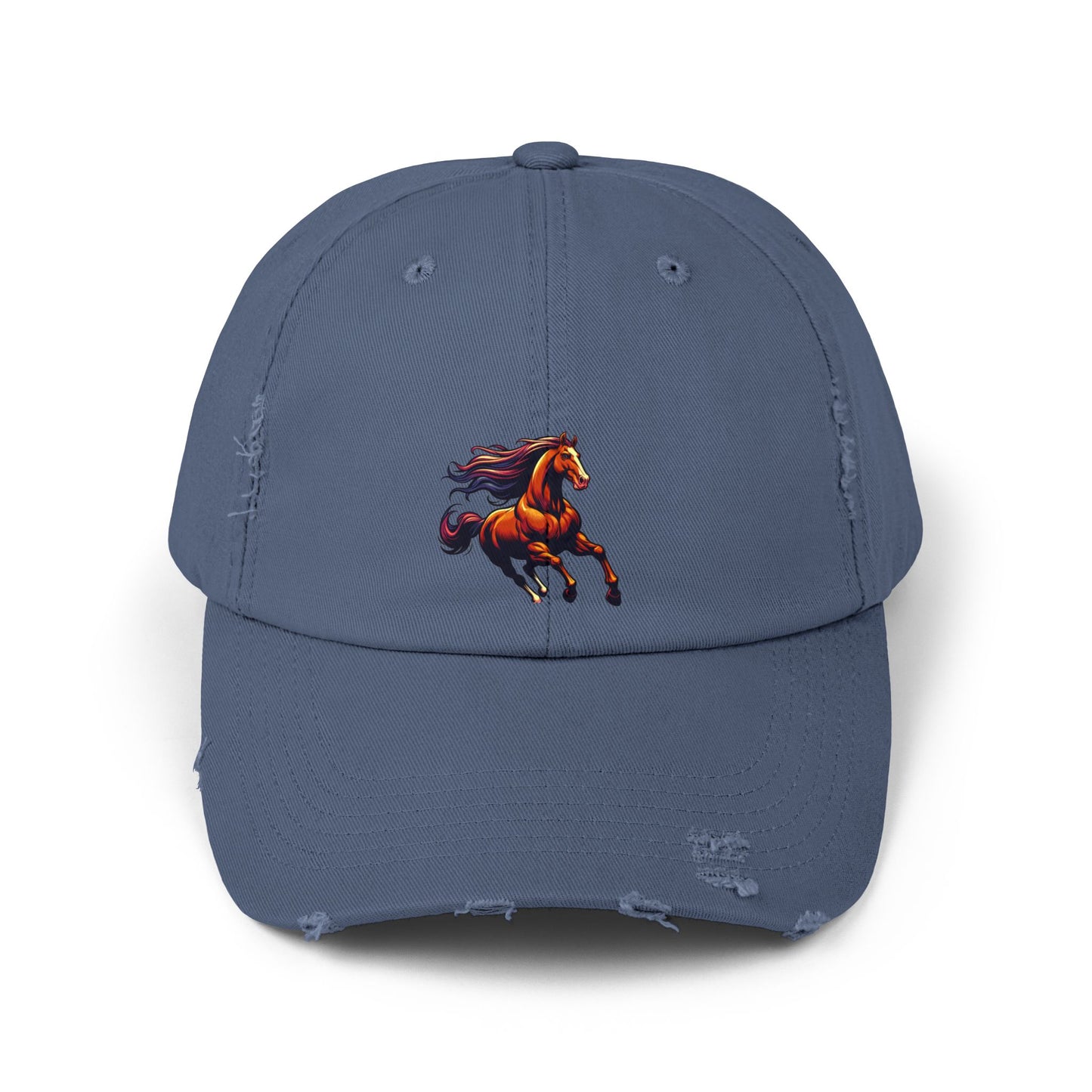 Vibrant Horse Distressed Cap | Unisex, Casual Style, Perfect Gift for Animal Lovers, Summer Outings, Outdoor Adventures, Birthdays