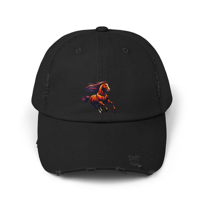 Vibrant Horse Distressed Cap | Unisex, Casual Style, Perfect Gift for Animal Lovers, Summer Outings, Outdoor Adventures, Birthdays