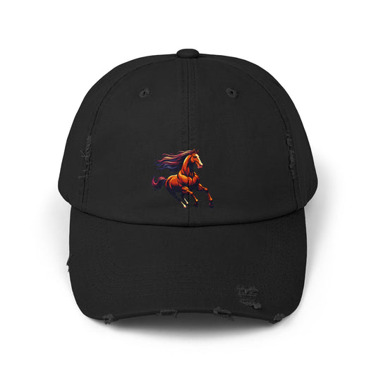 Vibrant Horse Distressed Cap | Unisex, Casual Style, Perfect Gift for Animal Lovers, Summer Outings, Outdoor Adventures, Birthdays