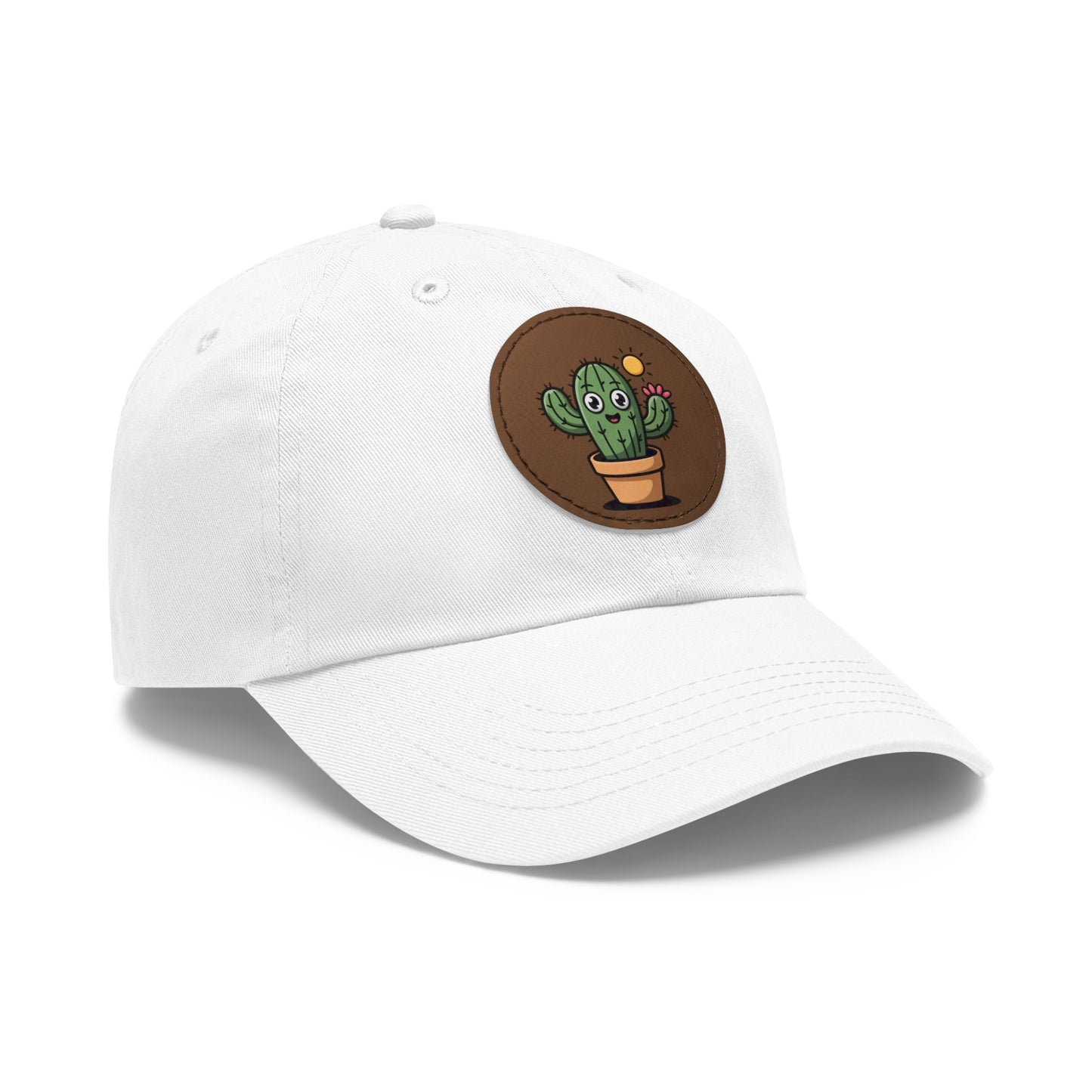 Cactus Dad Hat with Leather Patch, Cute Summer Cap, Gift for Plant Lovers, Adjustable Dad Hat, Trendy Accessories
