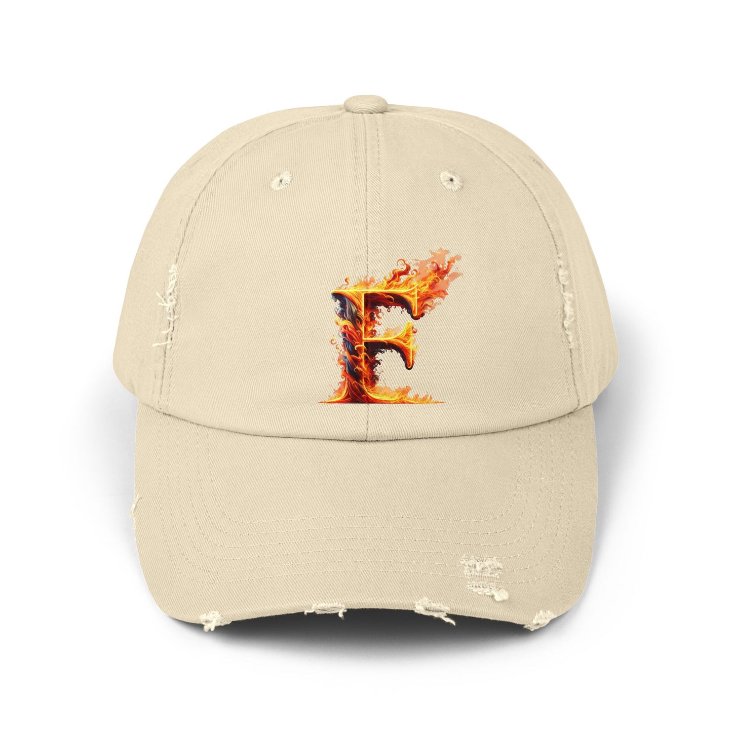 Fire Letter F Distressed Cap, Trendy Black Cap, Unisex Baseball Cap, Cool Casual Hat, Unique Gift for Him/Her, Everyday Accessory
