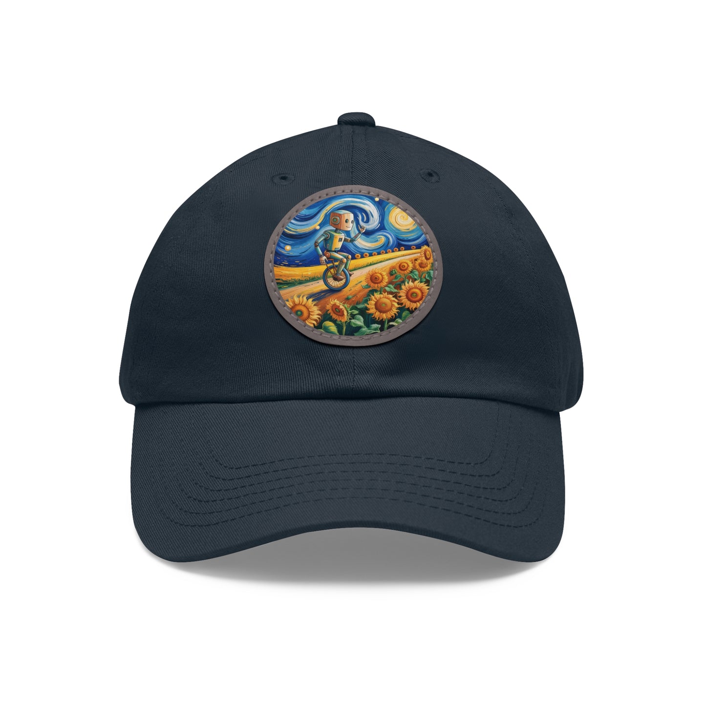 Dad Hat with Leather Patch (Round)