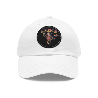 Supermom Dad Hat with Leather Patch, Gift for Moms, Cap for Superheroes, Mother's Day Gift, Casual Hat, Everyday Wear