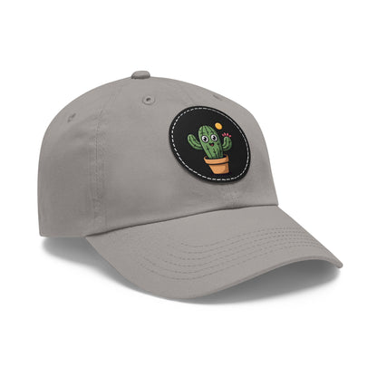 Cactus Dad Hat with Leather Patch, Cute Summer Cap, Gift for Plant Lovers, Adjustable Dad Hat, Trendy Accessories