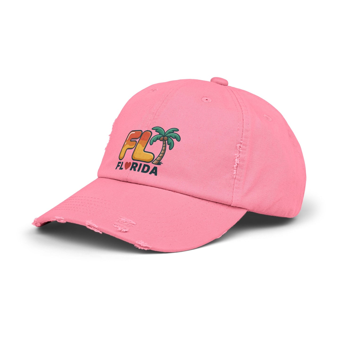 Vibrant Florida Distressed Cap, Casual Summer Hat, Beach Accessories, Travel Gift, Outdoor Apparel, Unisex Headwear