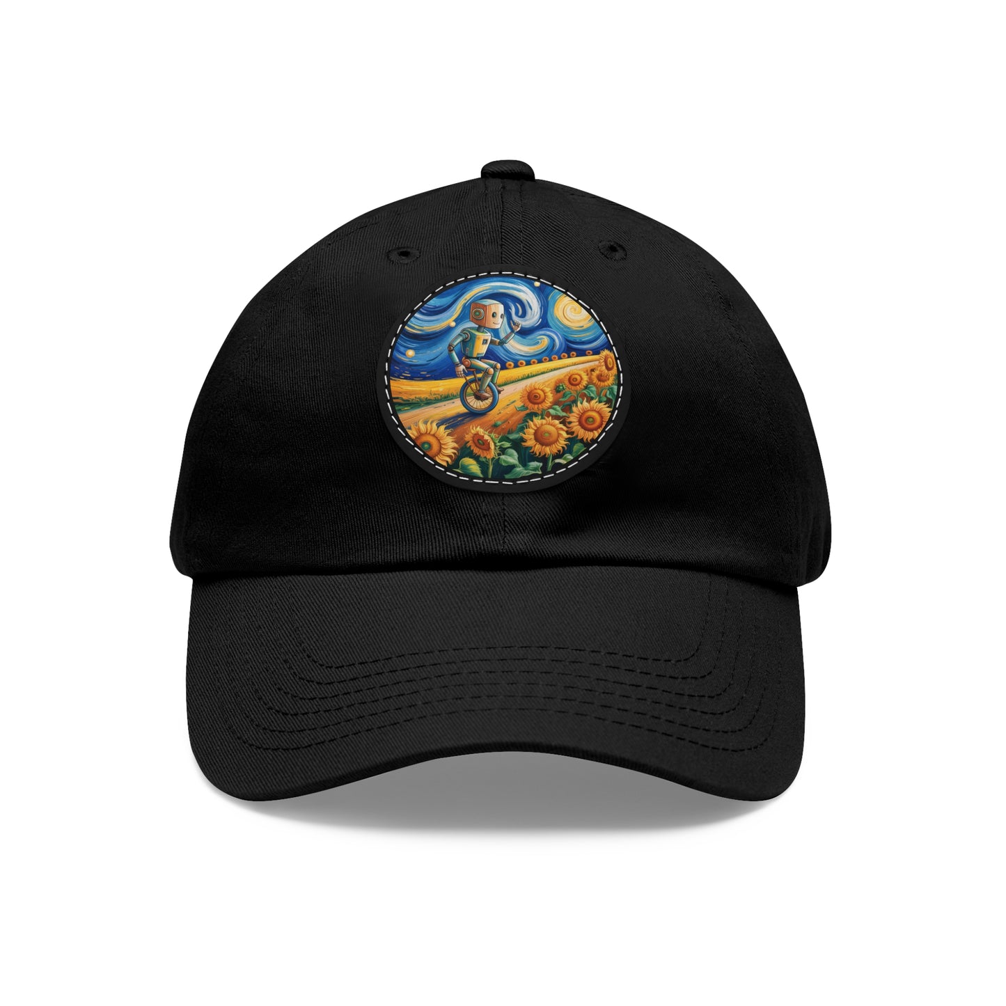 Dad Hat with Leather Patch (Round)