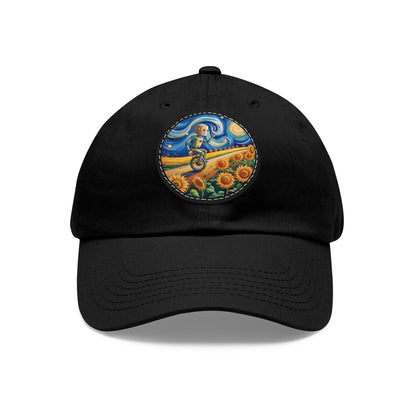 Dad Hat with Leather Patch (Round)