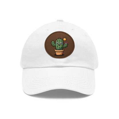 Cactus Dad Hat with Leather Patch, Cute Summer Cap, Gift for Plant Lovers, Adjustable Dad Hat, Trendy Accessories